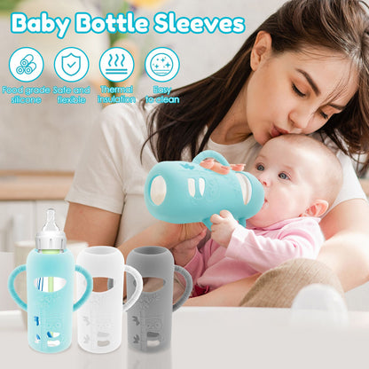 3Pcs Silicone Bottle Sleeves for Dr. Brown's Glass Baby Bottles Food-Grade Silicone Bottle Sleeves Insulated Baby Bottle Cover
