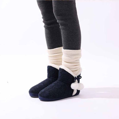 Litfun Winter Warm Plush Boots For Women Outdoor Soft Sole Non-slip Knit Furry Snow Boots Indoor Cozy Fur House Cotton Slippers