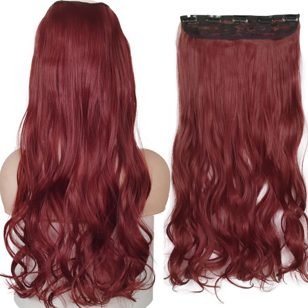Extensão de Cabelo Liso Comprido de Fibra Sintética Resistente ao Calor com 5 Clipes 22"32" Preto Castanho Loiro