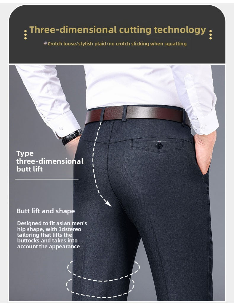 Top Quality 100% Cotton New Brand Casual Fashion Business Straight Long Dress Pants High Waist Trousers Men's Clothing