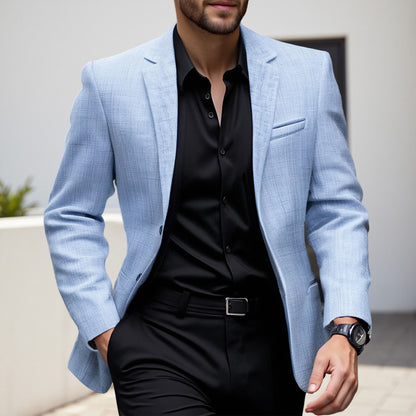 Men s Casual Blazer Single Button Stylish Solid Lapel V Neck Long Sleeve Sport Coats for Spring and Fall