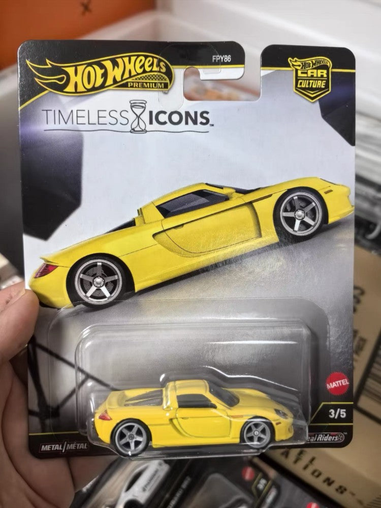 100% Original Hot Wheels Timeless Icons Mix 5 1:64 Ferrari F50 Porsche Carrera Gt Chassis Conversion Collectible Car Toys