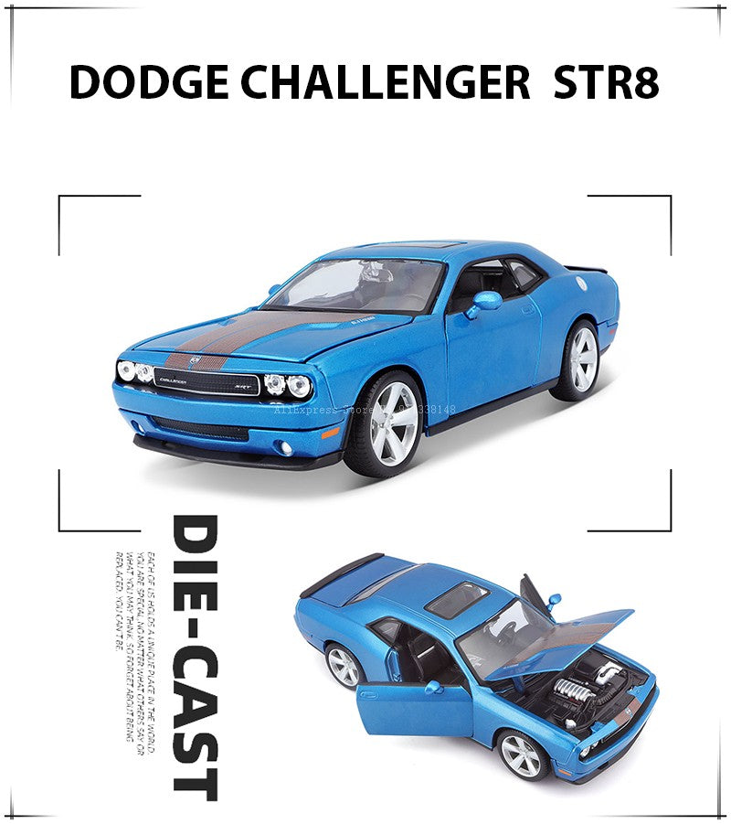Maisto 1:24 2008 DODGE CHALLENGER SRT8 modelo de carro de liga metálica fundido, modelo estático de precisão, presente de coleção, brinquedo de maré