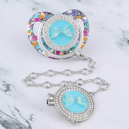 Luxury Baby Corwn Pacifier Clip For Baby Shower Gift BPA Free Silicone Pacifier Gold Bling Newborn Dummy Soother Chupetes