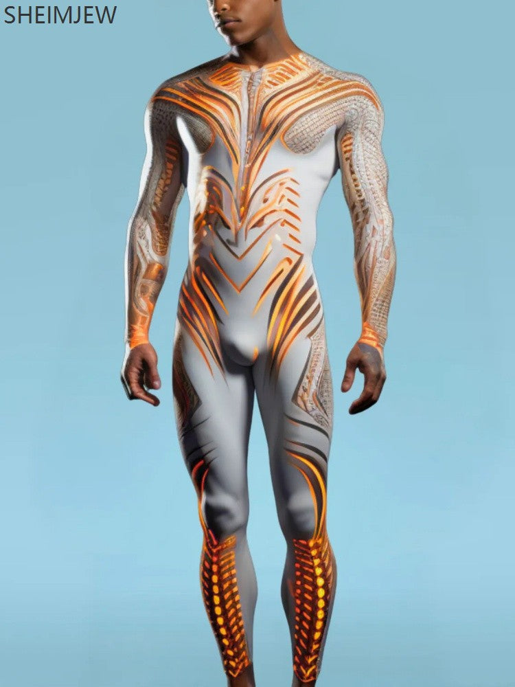 Halloween Smart Artificial Costume Men's Technology Tights Carnival Party Tights Stage Performance Jumpsuit Stretch Bodysuit