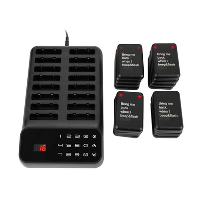 Wireless Restaurant Pagers Calling System 16 Coasters Buzzer Vibrator Bell Receivers For Food Truck Bar Coffee Fast Food Hotel
