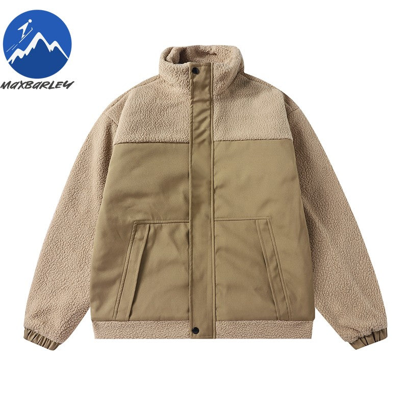 Maxbarley 2025 Winter Cotton Padded Jacket Men Brand Trendy Lambskin Cold-proof Windproof Jacket Casual Camping Ski Fleece Parka