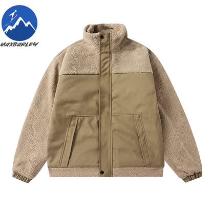 Maxbarley 2025 Winter Cotton Padded Jacket Men Brand Trendy Lambskin Cold-proof Windproof Jacket Casual Camping Ski Fleece Parka