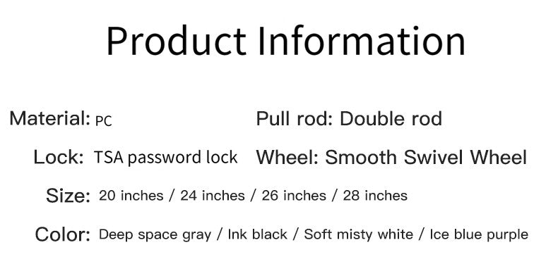 Plastic Frame Thickened Handle Luggage Large Capacity 24-inch Travel Bag 20-inch Checked Luggage Explosion-proof Password Suitca