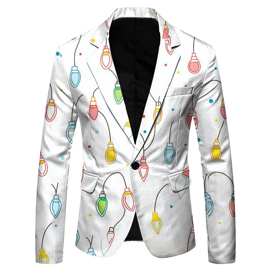 Christmas Mens Suit Jackets Fashion Fitness Casual Button New Year Party Dress Suits For Men Vintage Xmas Costume Casual Coats