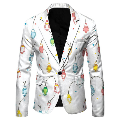 Christmas Mens Suit Jackets Fashion Fitness Casual Button New Year Party Dress Suits For Men Vintage Xmas Costume Casual Coats