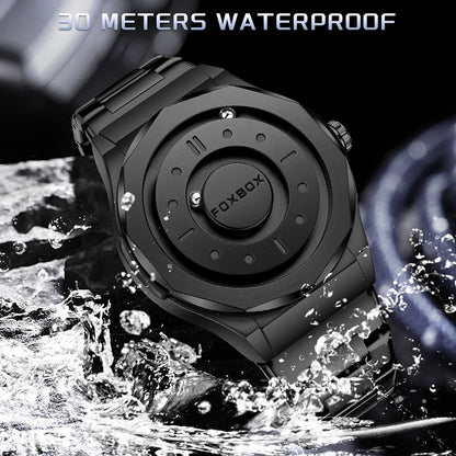 FOXBOX Creative Scrolling Pointer Magnetic Force Men's Quartz Wristwatches Outdoor Sports Waterproof Watch Men Relogio Masculino
