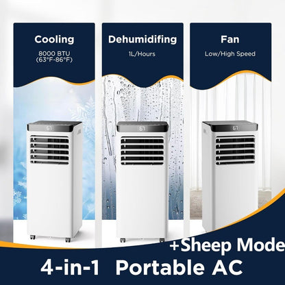 Ar Condicionado Portátil 10000 BTUs para Ambientes Grandes de até 42m² com Funcionalidade 4 em 1 Controle Remoto Desumidificador Embutido