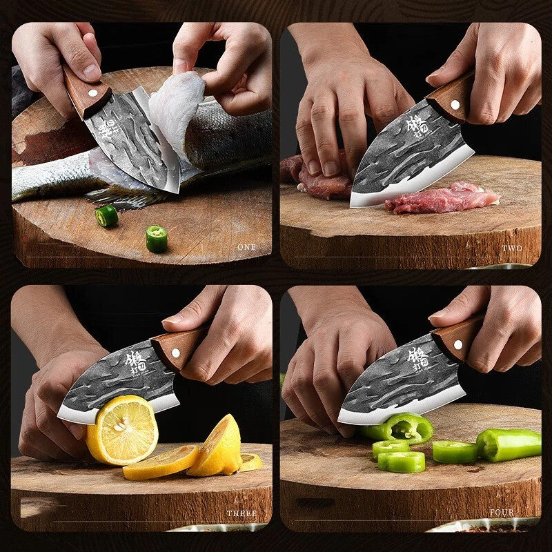 Conjunto de Facas de Cozinha Multiuso 3 Peças - Facas Utilitárias Serrilhadas para Cortar Carne e Vegetais, utensílios de cozinha femininos