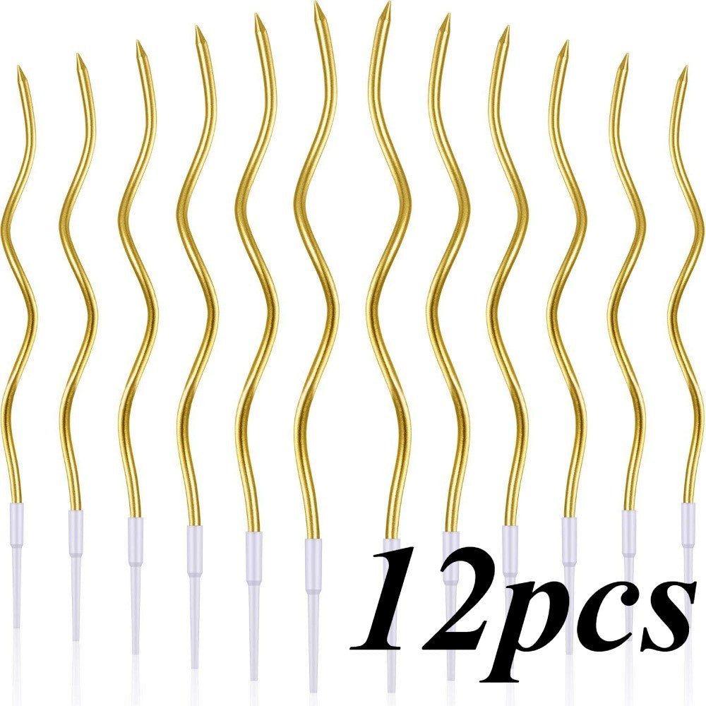 6/12/48pcs Birthday Candles Spiral Cake Candles  Long Thin Cake Candles For Wedding Party And Cake Decoration