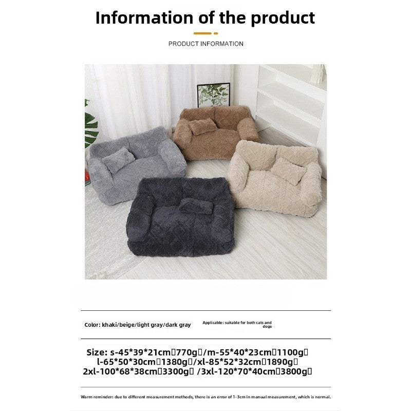 Cama para Animais de Estimação Grande, Lavável, Removível, Quente de Inverno, Sofá-Cama de Pelúcia Engrossado, Suprimentos Universais para Animais de Estimação