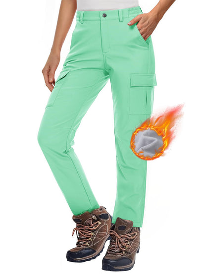 MAGCOMSEN Women's Softshell Pants Fleece Lined Winter Hiking  Ladies Pants Snow Ski Trousers Waterproof Ripstop Warm Cargo Pants