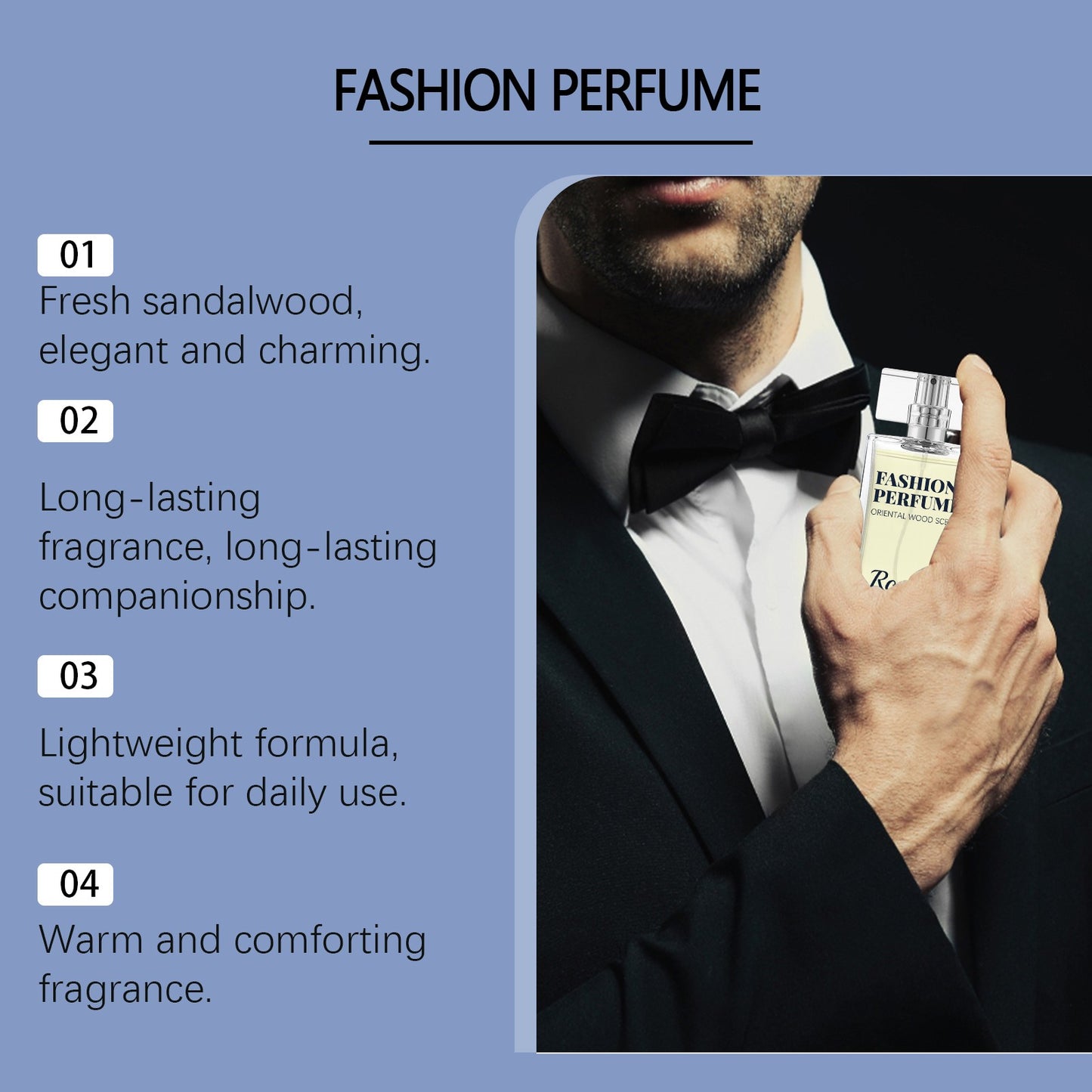 Roxelis 50ml Sandalwood Perfume Men Pheromone Freshing Fragrance Oriental Wood Flirting Dating Long Lasting Scent Perfume Spray