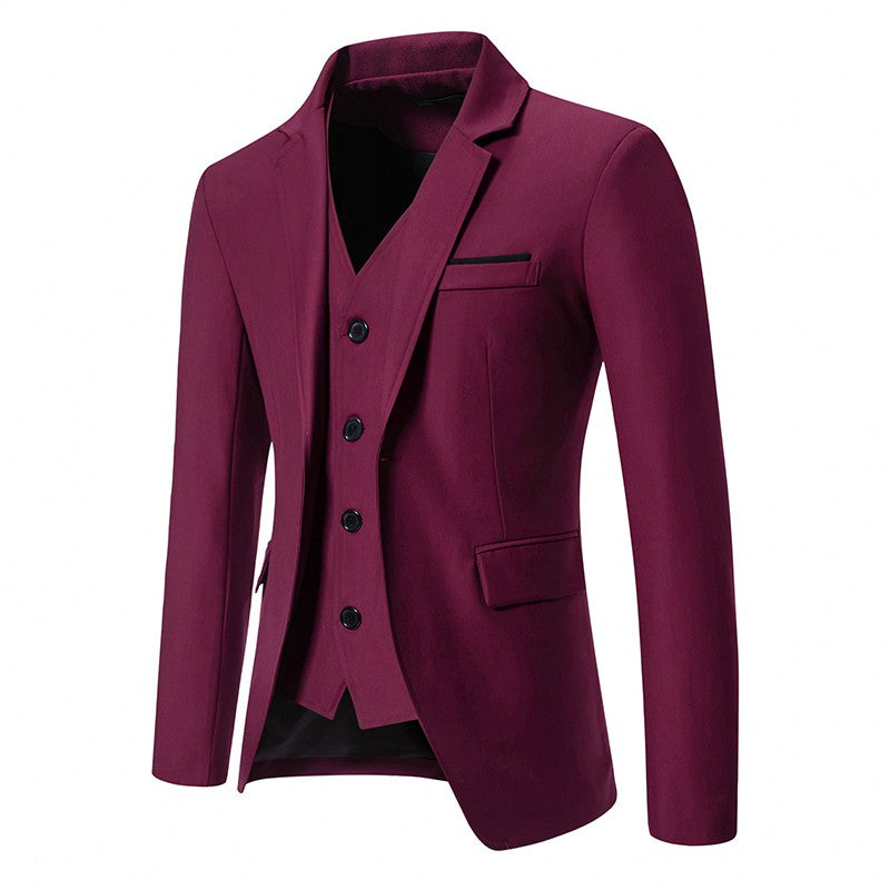 Blazer Men's Fashion Gentleman Solid Color Comfortable Business Color Match with Fake Two Wedding Casual Banquet Slim Suit