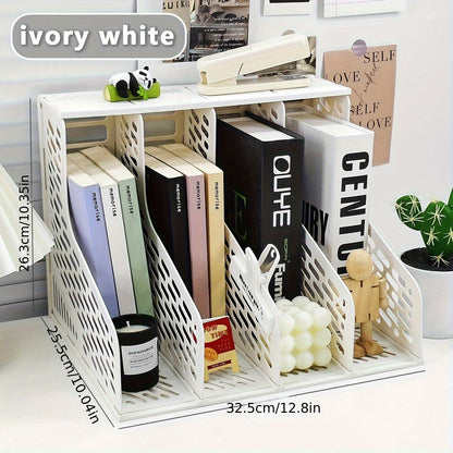 4-Tier Desktop Document Organizer with Open Grid Design - Heavy-Duty file holder, Space-Saving Vertical Organizer for Home Offic