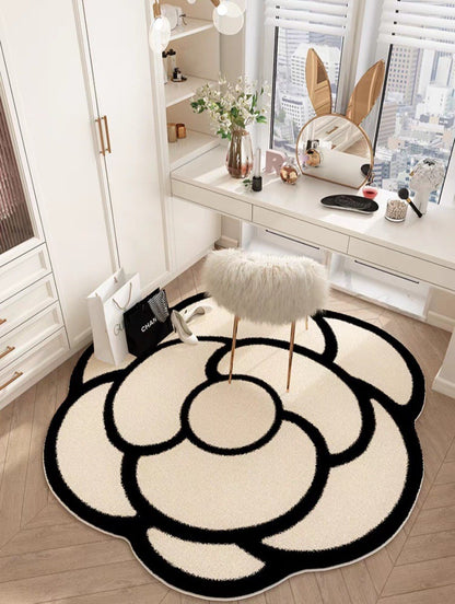 Round Camellia Crystal Velvet Floor Mat Living Room Bathroom Door Absorbent Quick-Drying Floor Rugs Household Non-slip Carpet