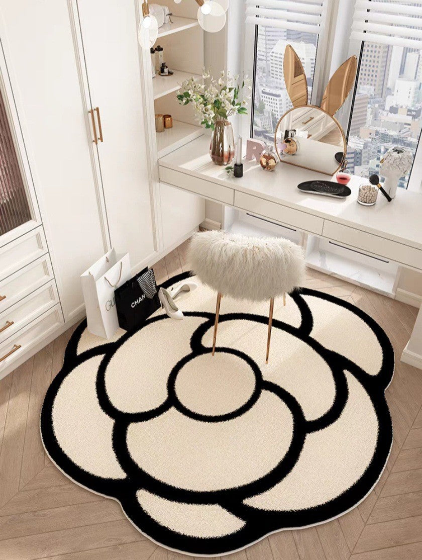 Round Camellia Crystal Velvet Floor Mat Living Room Bathroom Door Absorbent Quick-Drying Floor Rugs Household Non-slip Carpet