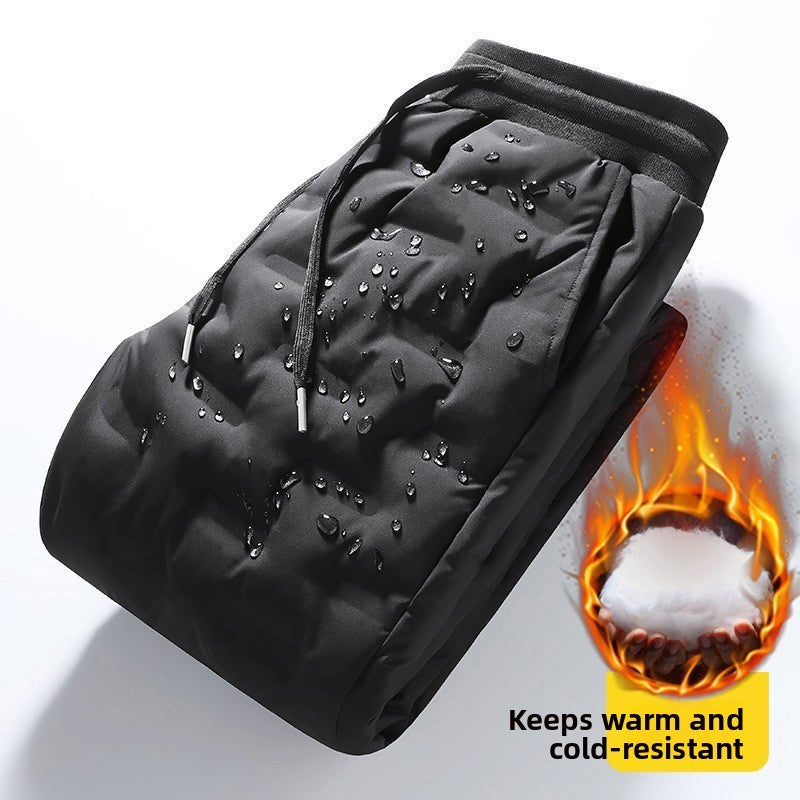 Calças Térmicas Masculinas Forradas em Lã Thiened Inverno Calças Justas Aquecimento Roupa Interna de Algodão Calças Compridas de Lazer para Adolescentes