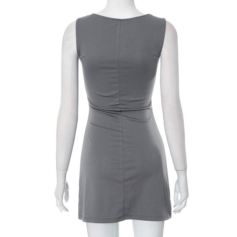 Woman Dress Sleeveless Knit Slim A-Line Female O-Neck Seveless Mini Dresses Shea