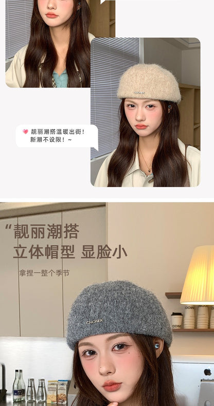 Autumn British Style Beret Hat Lady Vintage Flat Cap Winter Keep Warm Knitted Hat All-match Peaked Cap Forward Hat Wholesale