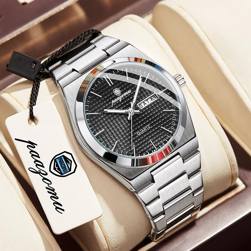 PAAZOMU Relógio Masculino de Luxo Original Moda Luminoso À Prova D'água Cronógrafo Data Relógio Masculino Couro Quartzo Relógios Masculinos Reloj