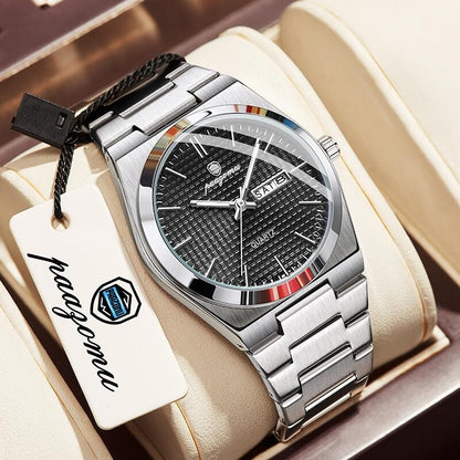 PAAZOMU Relógio Masculino de Luxo Original Moda Luminoso À Prova D'água Cronógrafo Data Relógio Masculino Couro Quartzo Relógios Masculinos Reloj