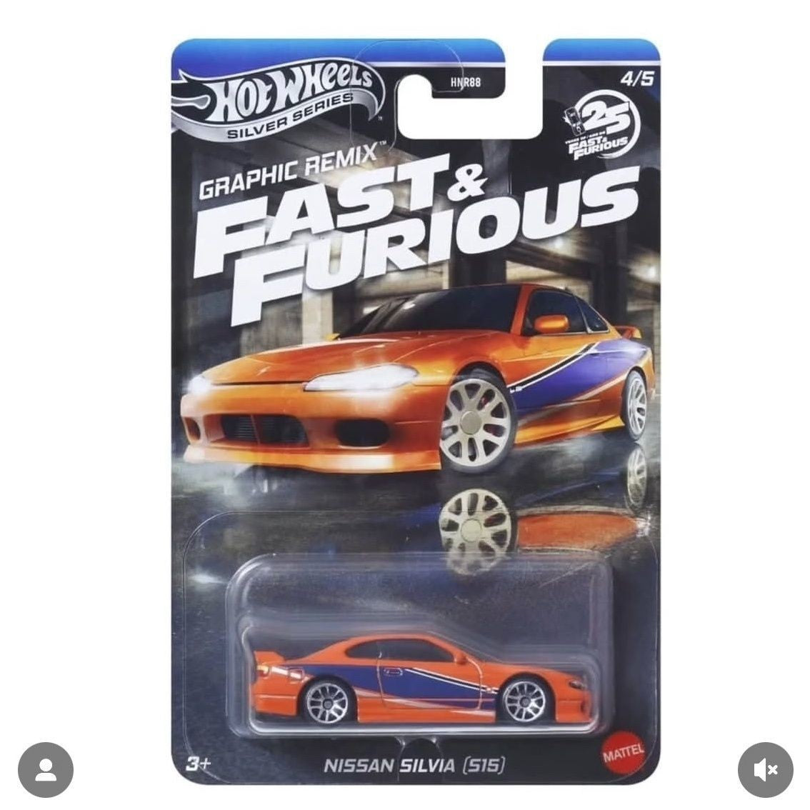 In Stock Hot Wheels 2025 HNR88 Silver Series Graphic Remix Fast & Furious Car Models 1/64 Honda S2000 Nissan Volkswagen Car Gift
