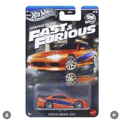 In Stock Hot Wheels 2025 HNR88 Silver Series Graphic Remix Fast & Furious Car Models 1/64 Honda S2000 Nissan Volkswagen Car Gift