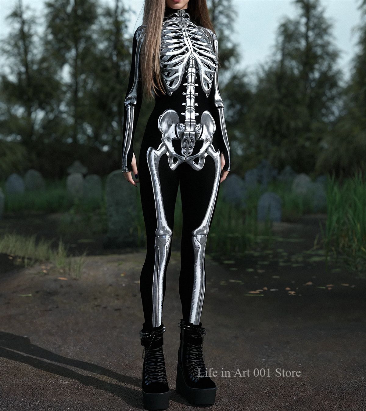Women Grey Candy Skeleton Bodysuit Halloween Cosplay Costume Carnival Steampunk Artistic Sexy Slim Jumpsuit Performance Zentai