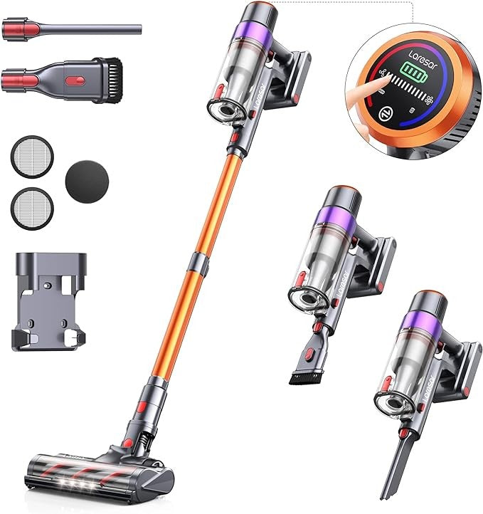 Laresar Elite 8 Cordless Vacuum Cleaner Handheld Home Appliance 450W Powerful smart home Touch Screen 55 Mins Detachable Battery