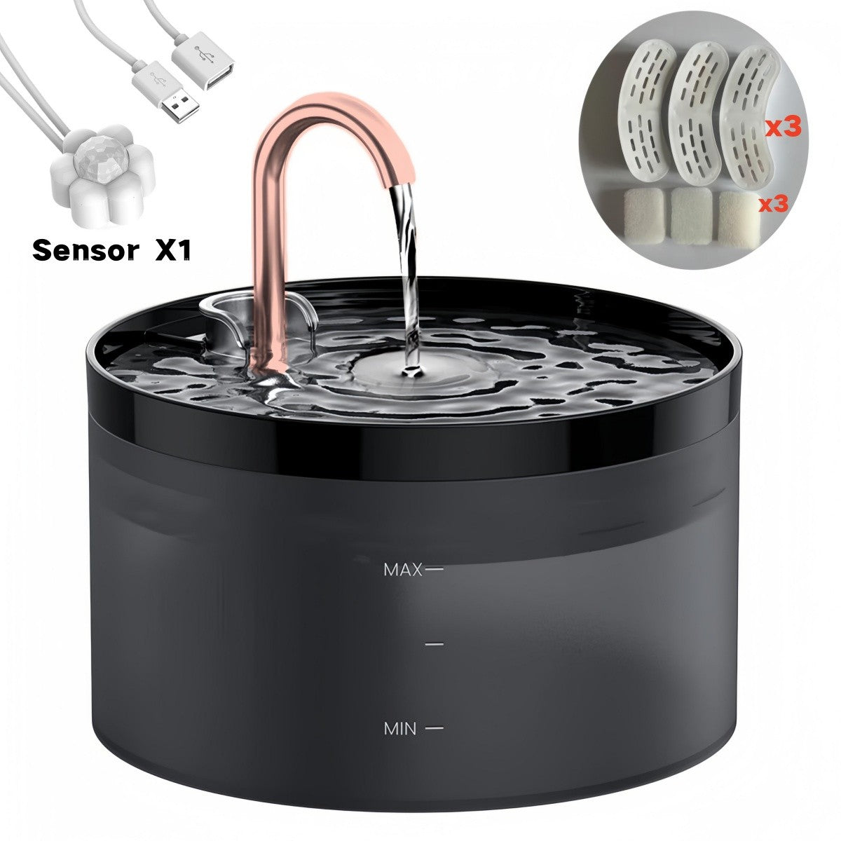 Bebedouro automático para animais de estimação 2,1L Bomba ultra silenciosa torneira para gatos adequado para cães e gatos com sensor USB elétrico