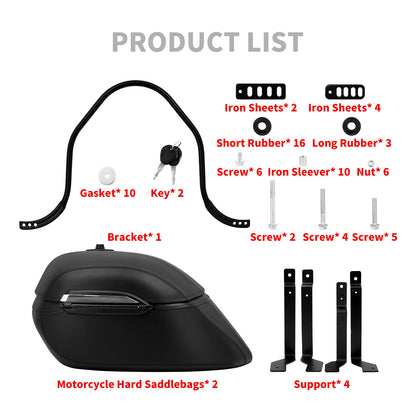 Malas Laterais Rígidas Universais para Motocicleta 42L Baús Clássicos Bagagem de Montagem para Harley para R1200GS R1250GS DS400 Shadow 400 750