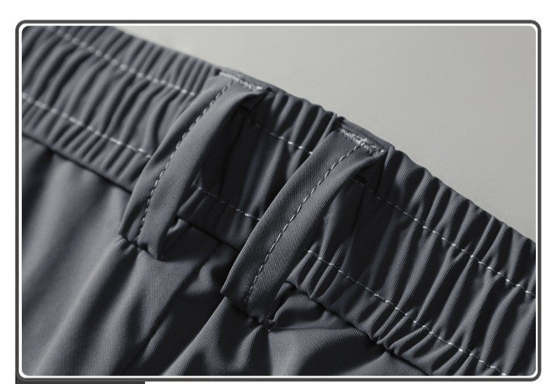 Summer New Men's Ice Silk Pants Korean Y2K All Match Elastic Sweatpants Office Business Casual Fashion Straight Suit Trousers