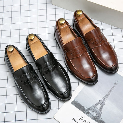 Men's Dress Shoes Trend Casual Business Leather Shoes For Men Classic Slip On Formal Social Wedding Leather Shoes Men Loafers