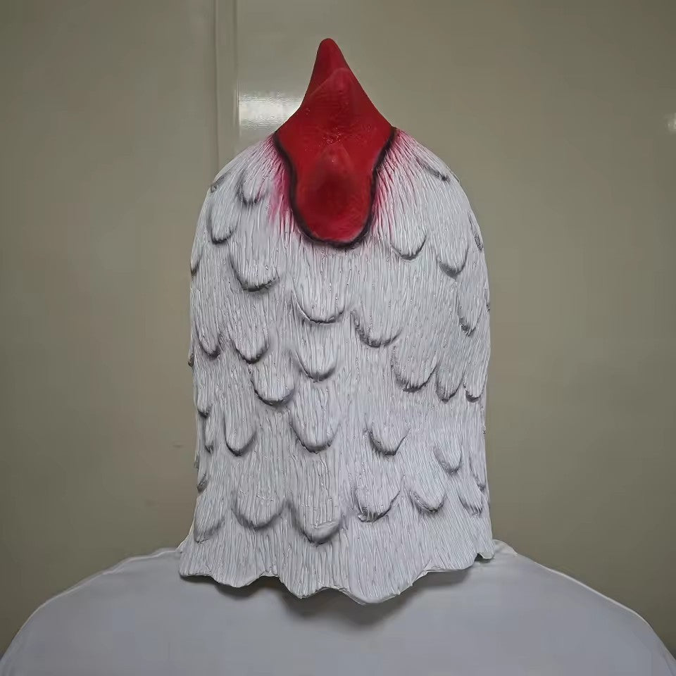 Hotline Miami Richard Rooster Mask, Cosplay Funny Animal Head Cover White Rooster Mask Halloween Party Prop Adult Latex Mask