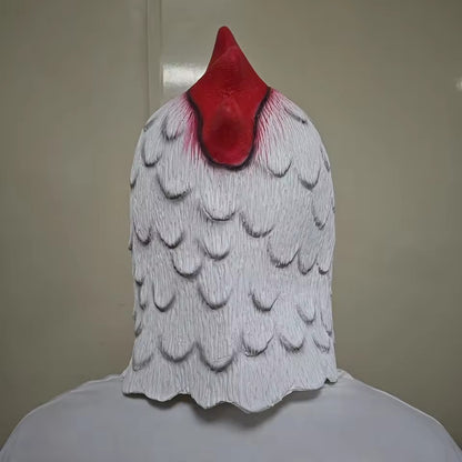 Hotline Miami Richard Rooster Mask, Cosplay Funny Animal Head Cover White Rooster Mask Halloween Party Prop Adult Latex Mask