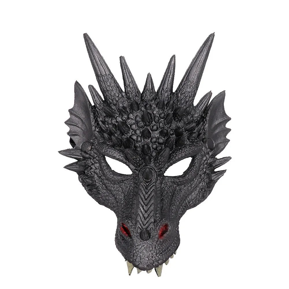 Halloween Horror Dragon Mask Mardi Gras Carnival Party PU Foam 3D Dragon Mask Masquerade Cosplay Props Clothing Accessories