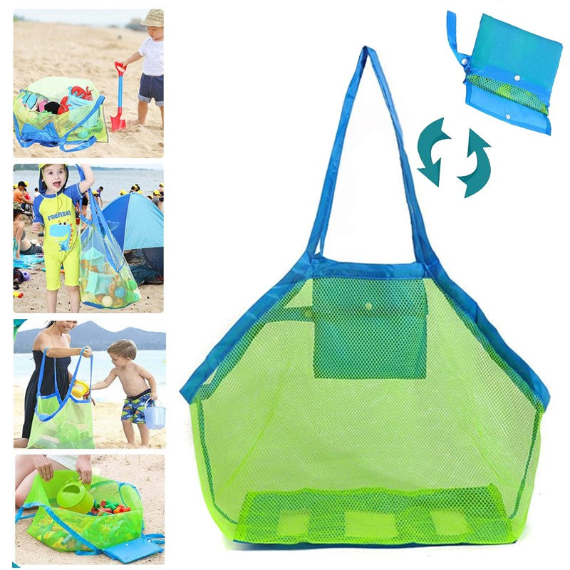 2PCS Beach Toys Mesh Bag Large Mesh Sand-Away Portable Tote With Convenient Hanging Hole Breathable Foldable Storage For Toys