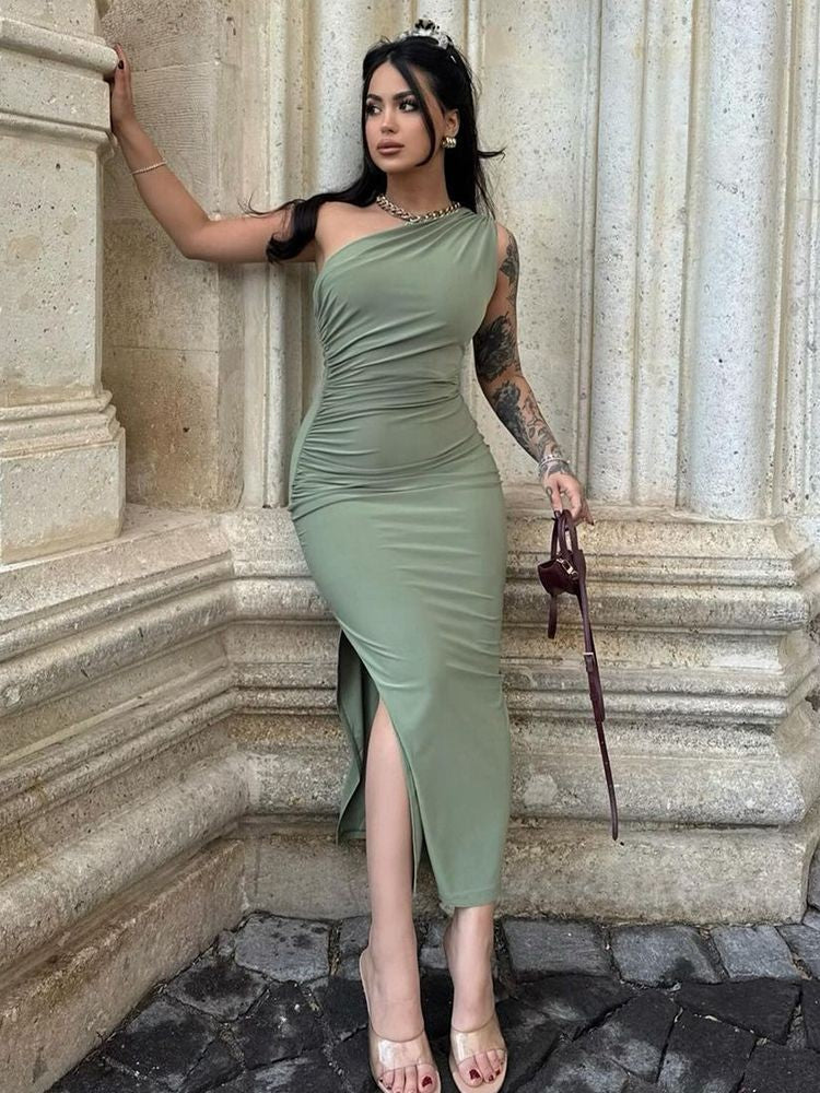 Summer Black New Dress Women Fashion Sexy Split Sleeveless Backless Slim Maxi Dr