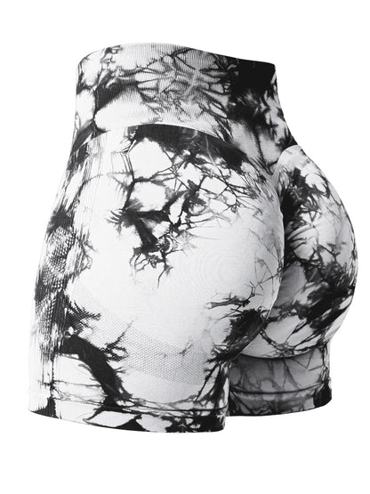 2024 Summer New 16 Color Sexy Tie Dye Shorts Woman Fitness Seamless Butt Lifting Shorts One Pieces Activewear Running Outdoors