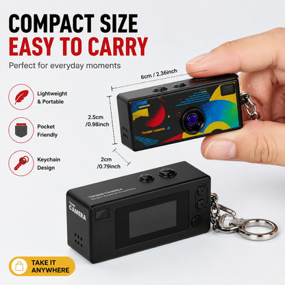 1Pc Portable Mini Thumb Camera Keychain Camcorder 1080p Video Recorder with Memory Card Support and Built-in Flash for Events