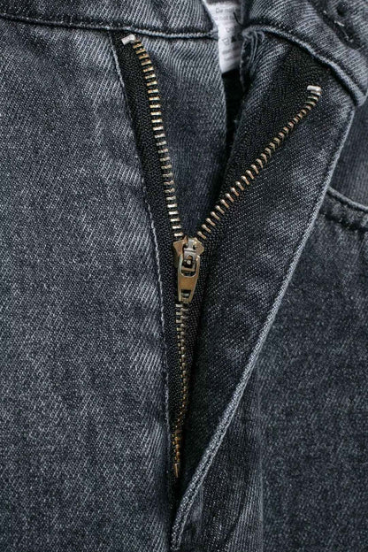 HH 2024 Women's Street Fashion Denim Blue Jeans Distressed Patchwork High Waist Zipper Fly Ripped Retro Long Pants