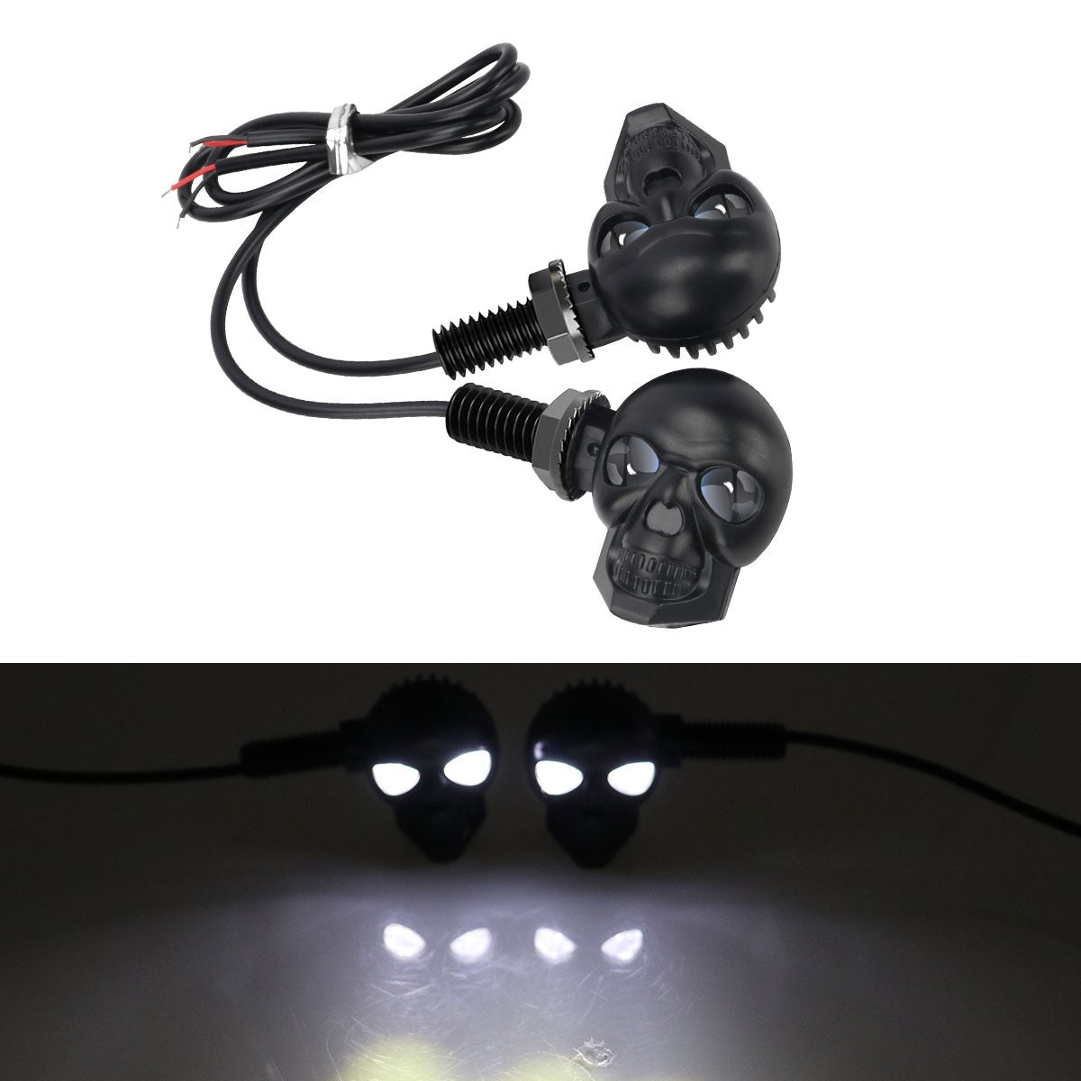 2x Mini Moto LED Luz de Seta Indicador de Seta em Formato de Caveira DRL Dianteiro Traseiro para Honda Yamaha Honda