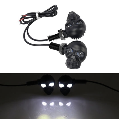 2x Mini Moto LED Luz de Seta Indicador de Seta em Formato de Caveira DRL Dianteiro Traseiro para Honda Yamaha Honda