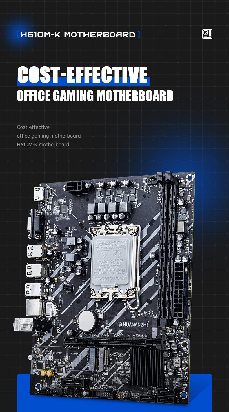 Placa-mãe HUANANZHI H610M K MATX DDR4, suporte para CPU Intel LGA 1700 de 12ª 13ª 14ª Geração H610 12100F 12400F 12490F 12600F 12700F 13600F